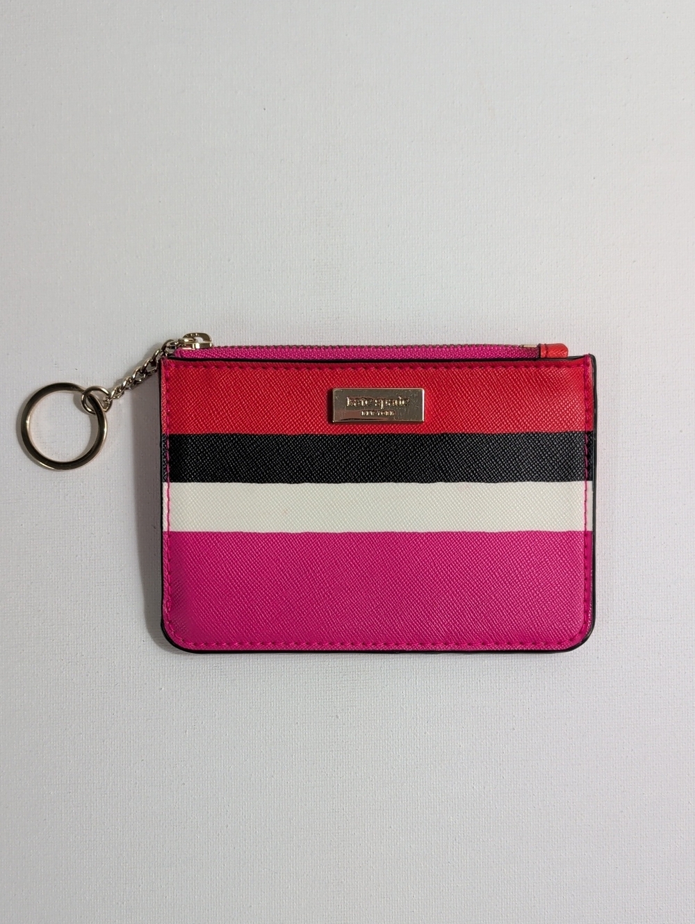 Kate Spade Laurel Way Bitsy Striped Coin Purse / Key Ring Holder
